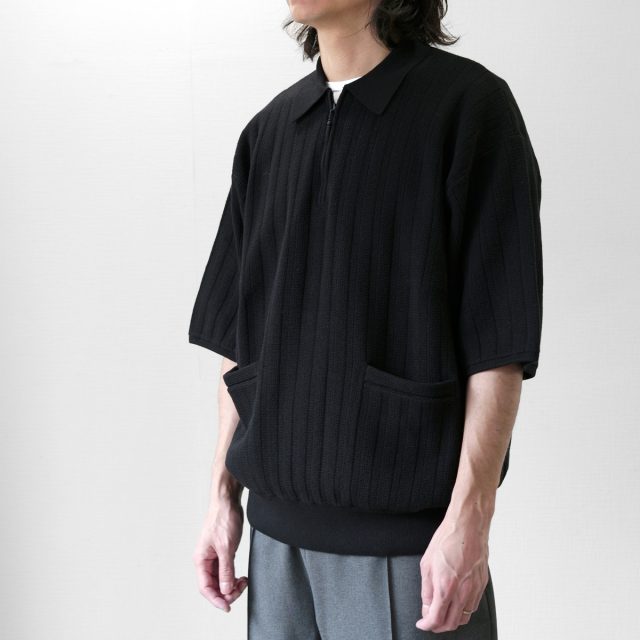 crepuscule Rib Pattern Half Zip Polo ポロ crepuscule(クレプスキュール)Rib Pattern Half Zip Polo (2501
