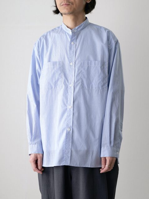 STILL BY HAND ストライプシャツ STILL BY HAND（スティルバイハンド）Striped Cotton Band Collar