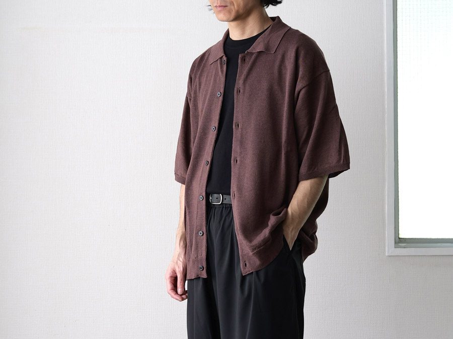 STILL BY HAND ブラウンカーディガン48　日本製　スティルバイハンド STILL BY HAND（スティルバイハンド）Linen/Cotton Half Sleeve Knit
