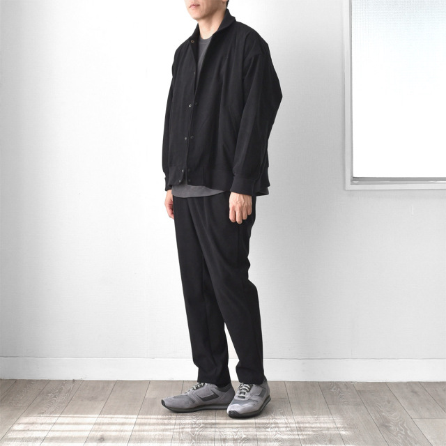 CURLY - TRICOT CORDUROY TAPERED PANTS - BLACK